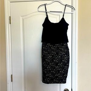 Black and ivory lace dress
